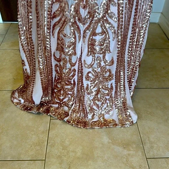 Bariano Rebecca Rose Gold Strapless Sequin Maxi Dress. Only Worn Once! - Picture 16 of 16